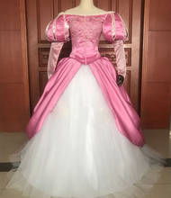 Fantasia cosplay princesa ariel customizada, rosa com pérolas vestido para mulheres adultas e festas de halloween 2024 - compre barato