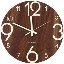 Luminous Wall Clock,12 Inch Wooden Silent Non-Ticking Kitchen Wall Clocks With Night Lights For Indoor/Outdoor Living Room Bedro 2024 - buy cheap