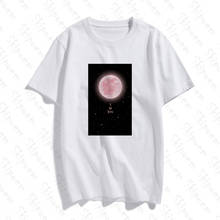 Розовая Луна женская футболка Tumblr Kawaii Винтаж корейский стиль эстетический размера плюс хлопок короткий рукав Уличная футболка Femme 2024 - купить недорого