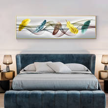 Pintura al óleo de paisaje abstracto moderno sobre lienzo, póster impreso, arte de pared, imágenes de plumas para decoración de sala de estar, sin marco 2024 - compra barato