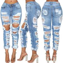 Новые джинсы-бойфренды, модные летние рваные джинсы для женщин, уличные хипстерские джинсовые длинные брюки, быстрая доставка 2024 - купить недорого