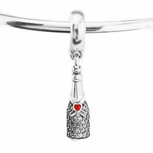 Pave Stones Celebration Wine Crystal Beads Red Heart Charms 925 Sterling Silver Beads Fits for Charm Bracelet Jewelry Making DIY 2024 - buy cheap