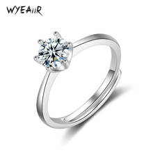 WYEAIIR Classic Six-jaw Zircon Fashion Sweet Romantic Simple 925 Sterling Silver Female Resizable Opening Rings 2024 - buy cheap