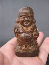 Elaborado chinês clássico madeira esculpida à mão jovem monge estátua 2024 - compre barato