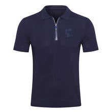 Polo de seda para hombre, camisa con cuello de cremallera a la moda, transpirable, diseño corto, verano, 2021 2024 - compra barato