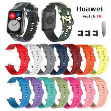 Pulseira camuflada de borracha para huawei fit, acessório esportivo inteligente à prova d'água para relógio 2024 - compre barato