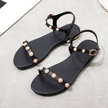 Sandálias de couro genuíno para mulheres, plus size 34-46, sapatos femininos, cor branca e preta, sandálias baixas, sapatos de verão 2024 - compre barato