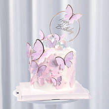butterfly cake toppers happy birthday topper purple cake flags couple kids gift girls wedding bride party baking diy decor xmas 2024 - buy cheap