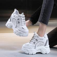 Women Chunky Sneakers Spring High Platform Sneakers 10cm Ladies New Brand Wedges Casual Shoes For Woman Leather Sports Dad Shoes 2024 - buy cheap