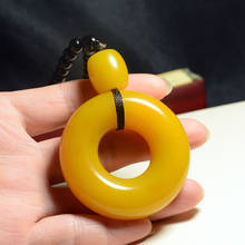 Zheru jewelry natural yellow dragon jade donut amulet pendant necklace exquisite jewelry, best gift 2024 - buy cheap