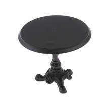 Mesa de comedor negra, juego de muebles y sillas 1:12, casa de muñecas, balcón, decoración de jardín 2024 - compra barato