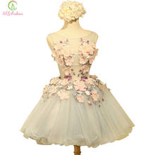 SSYFashion New Arrvial Sweet Flower Cocktail Dress Bride Banquet Sweet Organza Sleeveless Appliques Mini Party Ball Gown Custom 2024 - buy cheap