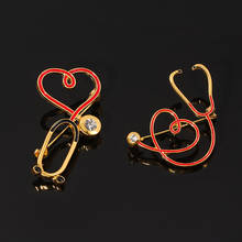 Fashion Medical Medicine Brooch Pin Stethoscope Electrocardiogram Heart Shaped Pin Nurse Doctor Backpack Lapel Jewelry 2024 - buy cheap