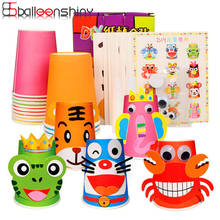 Baleenshiny 12pcs Children's Creative DIY Animal Color Paper Cup Handmade Stickers Material Package Children's Educational Toys 2024 - buy cheap