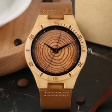 Creative Wood Grain Men's Wooden Watch Round Circle Quartz Hand-made Wooden Clock Hour for Men Retro Wristwatch Relojes Hombre 2024 - buy cheap