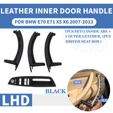Black LHD Genuine Leather Car Front Rear / Left Right Interior Door Handle Inner Pull Trim Cover For BMW E70 E71 X5 X6 07-13 2024 - buy cheap