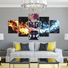 Quadros decorativos de tela para sala de estar, 5 peças, arte de parede para casa, poster de mangá, anime 2024 - compre barato