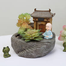 Maceta de resina de templo budista, maceta suculenta, contenedor de plantas verdes de monje, decoración de jardín, bonsái, 1 pieza 2024 - compra barato