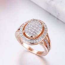 2021 Hot Big Oval Full Shine White Zircon Rings For Women Luxury Rose Gold Color Female Jewelry Engagement Party Gifts 2024 - buy cheap