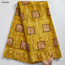 Tecido de renda suíço, amarelo, africano, renda suíça, bordado, voile suíço, renda em suíça com pedras para vestido de casamento y2311 2024 - compre barato