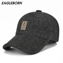 Eagleborn 2021 lã design de malha inverno boné de beisebol masculino engrossar chapéus quentes com earflaps pai chapéu snapback chapéus para homem 2024 - compre barato