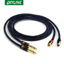 1 пара HIFI 6,35 мм к RCA кабелю DIYLIVE с высоким качеством 4N OFC двойной 6,35 мм штекер на двойной RCA штекер аудио кабель (0,5 м ~ 2 м) 2024 - купить недорого