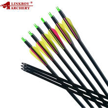 Linkboy-flechas de carbono puro para tiro con arco, varillas de plástico, Punta y culatín, id6.2 mm, 12 Uds., 3 pulgadas, 100gr 2024 - compra barato