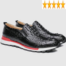2021 New Genuine Leather Brand Casual Men Loafers Slip On Flats Crocodile Boat Shoes Fashionable Luxury Black Sneakers 2024 - buy cheap