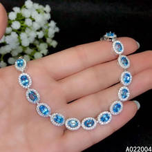 Pulseira feminina de prata esterlina 925 com ponteira azul embutida, joias finas de tamanho único, com suporte para detecção 2024 - compre barato