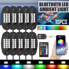 2021 10 vagens carro rgb led luzes de rock 160 leds música sincronização neon underglow kit iluminação à prova dtiming água tempo piscando modo música 2024 - compre barato