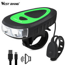 WEST BIKING-luz delantera recargable por USB para bicicleta de montaña, bocina eléctrica de 120dB, faro resistente al agua, accesorios para ciclismo 2024 - compra barato