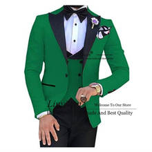 Green With Black Lapel Suits for Men Custom Made Terno Slim Groom Custom 3 Piece Wedding Mens Suit Masculino(Jacket+Pant+Vest) 2024 - buy cheap