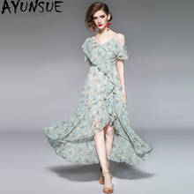 Summer Dress 2020 Boho Sexy Maxi Chiffon Dress Women Korean Floral Elegant Dress Ladies Dresses Beach V Neck Dress Vestidos MY 2024 - buy cheap