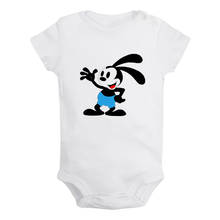 Oswald a sorte coelho pato fig ilusão arte recém-nascido bebê menina meninos roupas de manga curta macacão outfits 100% algodão 2024 - compre barato