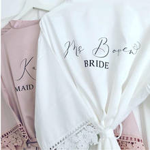 lace sexy wedding robe,custom bride nightwear,satin get ready nightgown,dusky rose bathrobe,bridesmaid nightdress,birthday gift 2024 - buy cheap