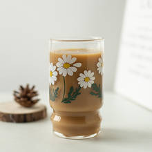 230ml Vintage Coffee Mug Small Daisies Printing Glass Cup Heat-resistant Coffee Flower Tea Juices Milk Cup Home Office Drinkware 2024 - buy cheap