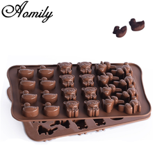 Aomily 24 Holes Bear Rabbit Duck Shaped 3D Silicon Chocolate Jelly Candy Cake Mold DIY Pastry Bar Ice Block Mould Baking Tools 2024 - buy cheap
