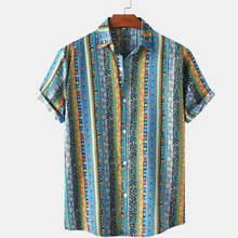 Striped Shirts Men Summer Oversize Casual Mens Aloha Shirt Beach Holiday Hawaiian Camisas Luxury Print Breathable Chemise Homme 2024 - buy cheap