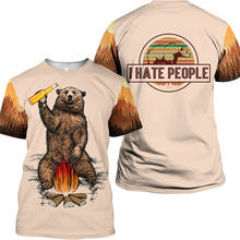 Крутая Мужская Повседневная футболка с коротким рукавом и принтом медведя граффити 2024 - купить недорого