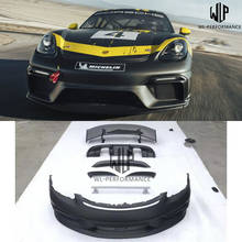 Alta qualidade corpo do carro kit gt4 estilo amortecedor dianteiro traseiro lábio spoiler traseiro pára-choques laterais para porsche 718 cayman gt4 estilo do carro 2024 - compre barato