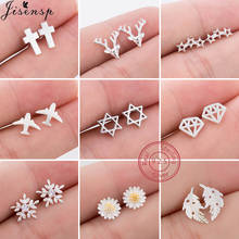 Tiny 925 Sterling Silver Snowflake Earrings for Women Kids Cute Star Plane Leaf Daisy Flower Earring Prevent Allergy Jewelry 2024 - buy cheap
