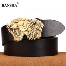 new arrival cow genuine leather belts for men tiger solid brass smooth buckle design strap jeans male accessories original brand 2024 - buy cheap