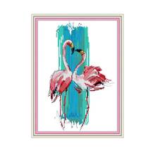 Joy Sunday Cross Stitch Stamped Kits Flamingo Dance 14CT 11CT DMC Cotton Thread Counted Printed Canvas Handmade Needlework Sets 2024 - купить недорого