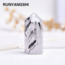35-45mm Fashion Natural Black Rutilated Quartz  Crystal Wand Point Specimen Reiki Healing Stone Jewelry for Home Decor 2024 - buy cheap