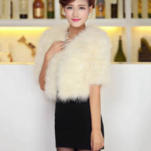 Real Natural Turkey Fur Vest Ivory Bolero white Wedding Wrap Shawl Ostrich shrug vest waistcoat Bridal Jacket Coat Accessories 2024 - buy cheap