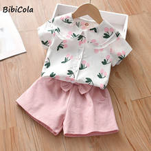 Girls Clothes Set Birthday Outfits Doll Collar Short Sleeve Tops+ Solid Color Shorts  Suit For Baby Girls Cute Girls Clothing 2024 - buy cheap