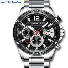 Crrju relógio esportivo masculino de quartzo, relógio de homem em aço inoxidável de marca de luxo para negócios à prova d'água 30m 2024 - compre barato