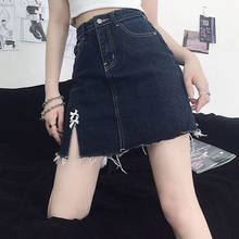 Gothic hot girl sexy skirt punk style Harajuku high waist split bow denim skirt female Korean street style casual A-line skirt 2024 - buy cheap