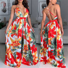 Justchicc Chiffon Backless Dress Spaghetti Strap Bohemian Dress Women V Neck Floral Print Sleeveless Maxi Dress Beach Vestidos 2024 - buy cheap