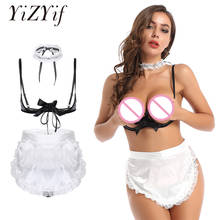 Sexy japonês anime maid cosplay trajes kawaii avental lingerie roupa erótica mulher rendas guarnição sleepwear com avental pescoço cinta 2024 - compre barato